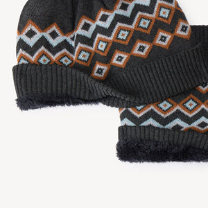 Set bonnet + snood garçon en tricot jacquard 