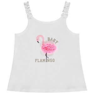 Débardeur uni print flamant rose effet pétales 3D pour bébé fille 