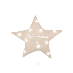 Veilleuse musicale étoile "Mon amour" - Beige 