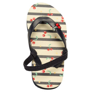 Tongs à rayures avec imprimé et badge cerises pour bébé fille 