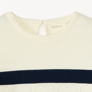 Pull marinière en tricot avec cœurs ajourés fille 