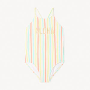 Maillot de bain 1 pièce dos nu à rayures pour fille  