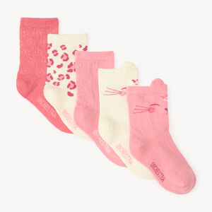Lot de 5 paires de chaussettes fantaisie animaux pour bébé fille 