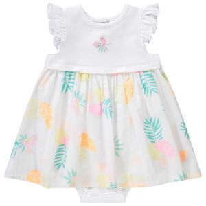 Robe body effet 2 en 1 imprimé feuillage pour bébé fille 