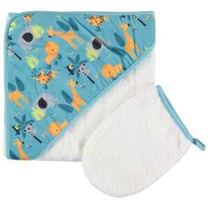 Cape de bain et gant de toilette Crazy jungle 
