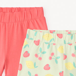 Lot de 2 shorts en jersey uni + imprimé fantaisie pour fille 