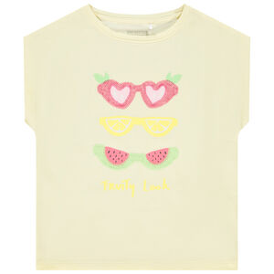 T-shirt manches courtes printé à sequins pour fille 