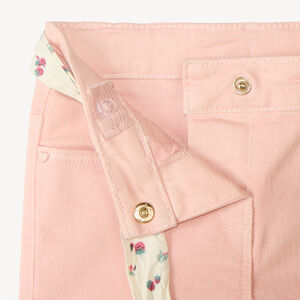 Short en denim avec broderie fruit + ceinture à nouer pour bébé fille 