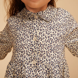 Robe chemise manches longues imprimé léopard pour bébé fille 