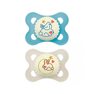 Lot de 2 sucettes silicone Original Nuit 2-6M animaux (modèle aléatoire) 