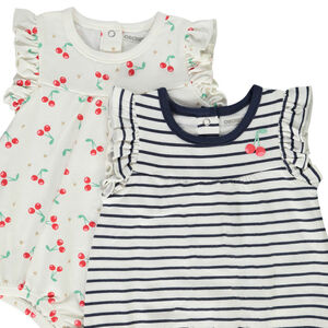 Lot de 2 combinaisons courtes en jersey pour bébé fille 