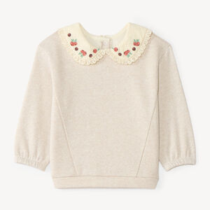 Sweat molleton col Claudine motif fruits bébé fille 