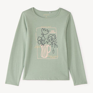 T-shirt manches longues print pailleté pour fille 