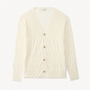 Gilet manches longues uni en tricot fantaisie pour femme 