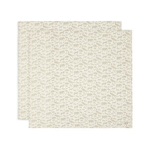 Lot de 2 langes en gaze de coton 115 x 115 cm Animals olive green 