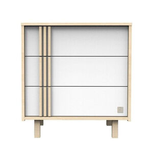 Commode 3 tiroirs Nature chêne velours/blanc laqué 