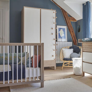 Armoire 2 portes en chêne blond et blanc Achille  