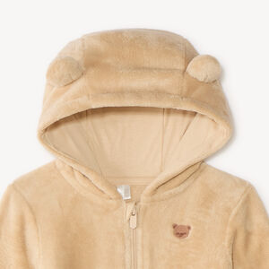 Surpyjama bébé en sherpa avec capuche à oreilles et zip 