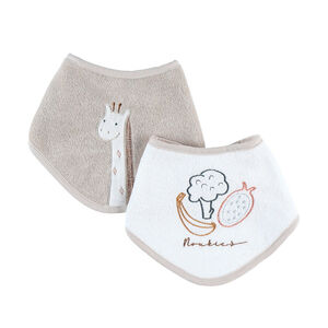 Lot de 2 bavoirs bandanas en éponge Tiga 