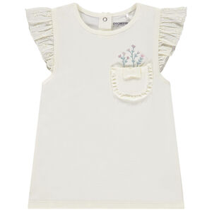 T-shirt manches courtes brodées à poche pour bébé fille 