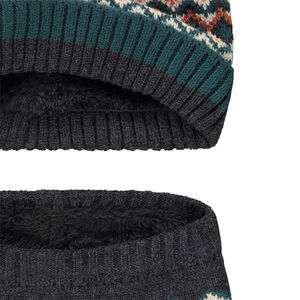 Ensemble bonnet à pompon + snood à motifs garçon 