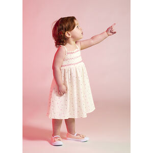 Robe à bretelles en gaze de coton imprimé fleurs pour bébé fille 