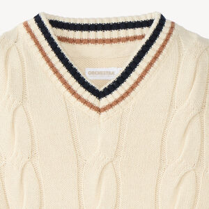 Pull garçon sans manches en maille torsadée 