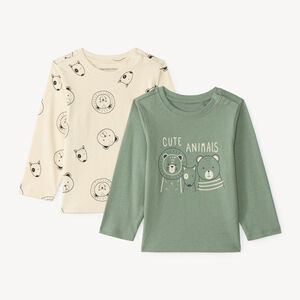 Lot de 2 t-shirts manches longues bébé garçon imprimés fantaisie 