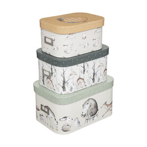Set de 3 boîtes de rangement gigognes Forêt 