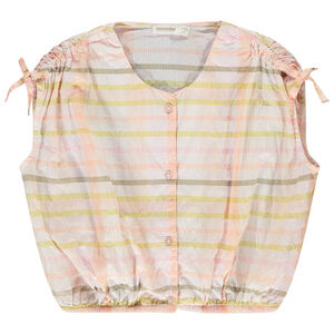 Chemise sans manches à carreaux avec liens pour fille 