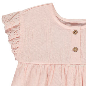 Tunique manches courtes brodées effet froissé pour bébé fille 