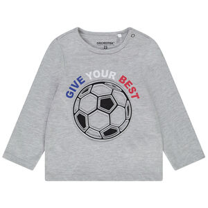 T-shirt manches longues en jersey print embossed ballon de foot pour bébé garçon 