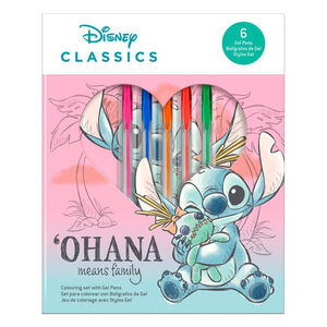 Coffret carnet + 6 stylos gel Stitch 