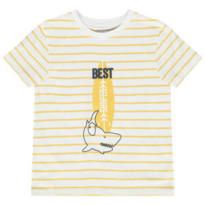 T-shirt manches courtes rayé avec print fantaisie pour garçon 