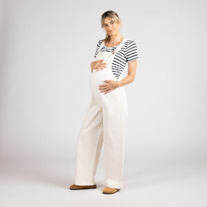 Salopette longue et large de grossesse en denim uni 