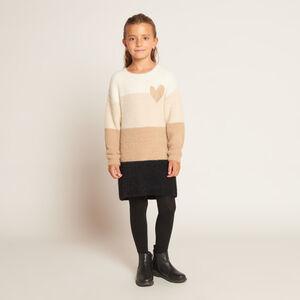 Robe en tricot effet colorblock pelucheux pour fille  