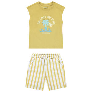 Ensemble débardeur slub + short rayé en molleton pour bébé garçon 
