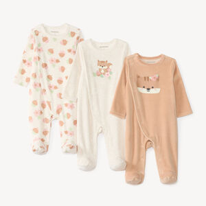 Lot de 3 dors-bien en velours bébé fille motif forêt (finitions différentes selon l'âge) 