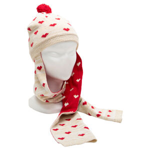 Bonnet écharpe en tricot imprimé 