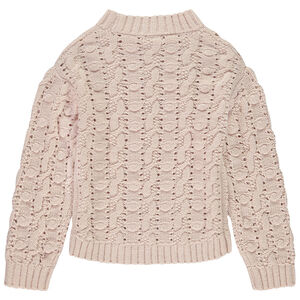 Pull en tricot torsadé col montant fille 