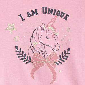 T-shirt manches courtes à print pailleté pour fille 