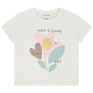 T-shirt manches courtes à broderie bouclette pour fille  