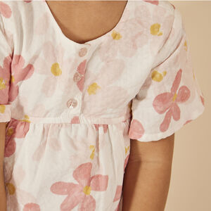 Robe manches courtes volantée imprimé floral pour bébé fille 