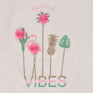 T-shirt manches courtes forme boîte print pailleté pour fille 