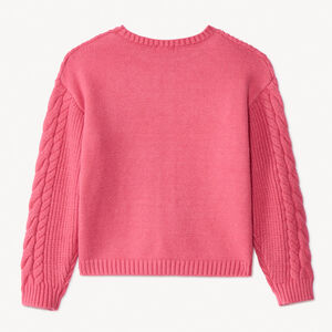 Pull oversize en tricot torsadé uni pour fille 