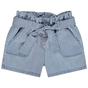 Short paperbag en jean avec ceinture à nouer pour fille 