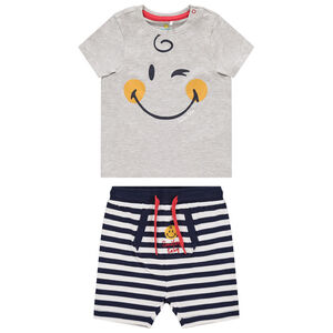 Ensemble avec t-shirt print SmileyWorld et short rayé à poche 