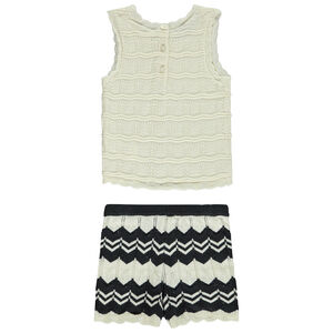 Ensemble en crochet débardeur + short à motifs fantaisie pour bébé fille 