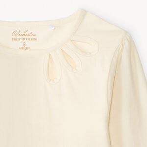 T-shirt manches longues à découpe fantaisie et strass fille 