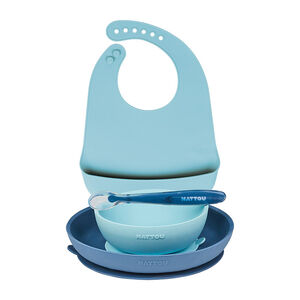 Set repas en silicone 4 pièces bleu 